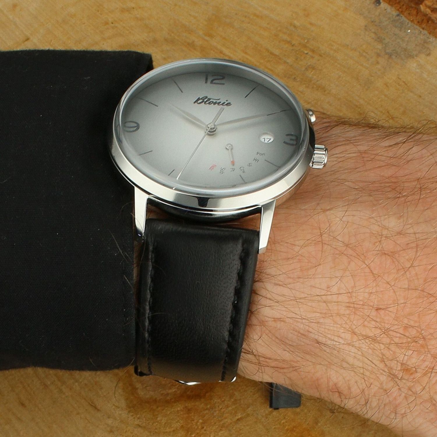 Zegarek męski Błonie Elektro Amper Data – auto-kwarc, polski mechanizm, czarna skórzana bransoletadfd.jpg